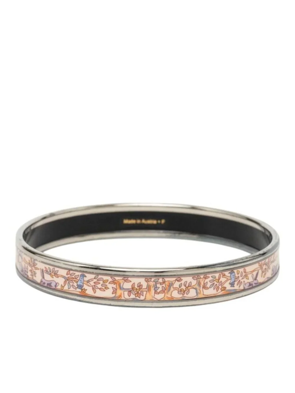 Hermes Enamel PM Bangle Silver Multicolor Metal Bracelet